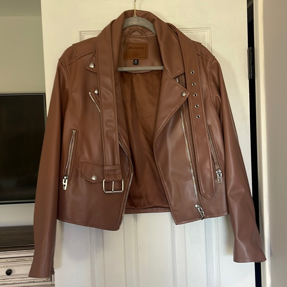 Light Pink Faux Leather Moto Jacket